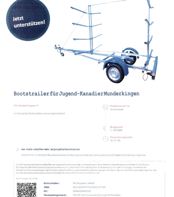 Bootstrailer für unsere Jugend-Kanadier: Jetzt das Projekt unterstützen!